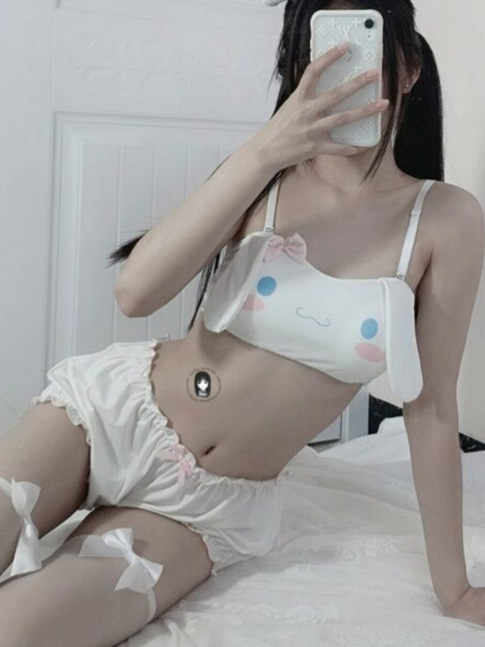Cinnamoroll Sanrio Fluffy Plush Bandeau Bra & Bloomers Loungewear Set